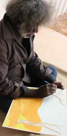 Mervyn Rubuntja starts on his first Coober Pedy landscape